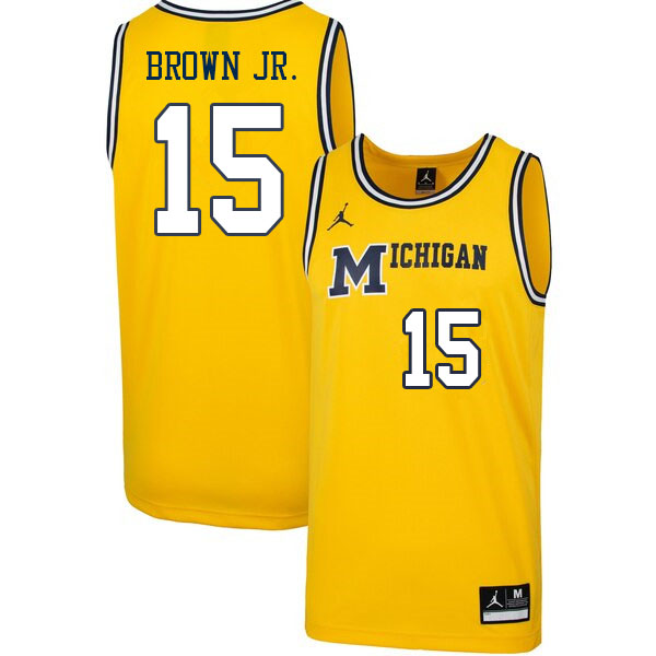 Men #15 Chaundee Brown Jr. Michigan Wolverines College Basketball Jerseys Sale-Retro